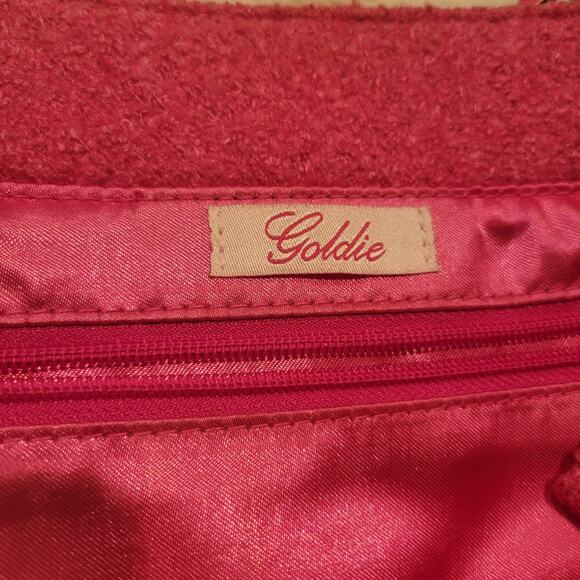 VTG Y2K Goldie Limited Edition Pink Ribbon Chain Wool Blend Shoulder Bag Purse - Picture 9 of 16